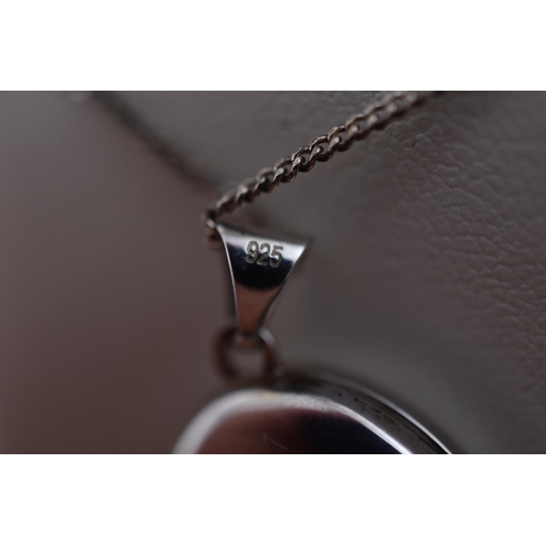 48 - A 925. Silver Locket Pendant Necklace, In Presentation Box