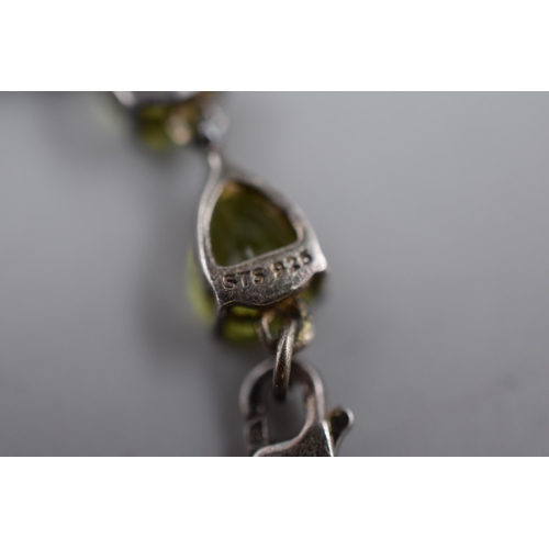 50 - A 925. Silver Peridot Stoned Bracelet