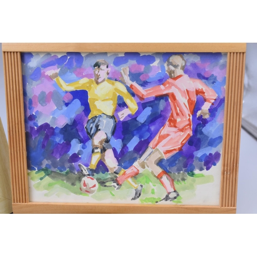 297 - Three Framed and Glazed Brian Cook Watercolours featuring sporting themes and Impressionist Boat Sce... 