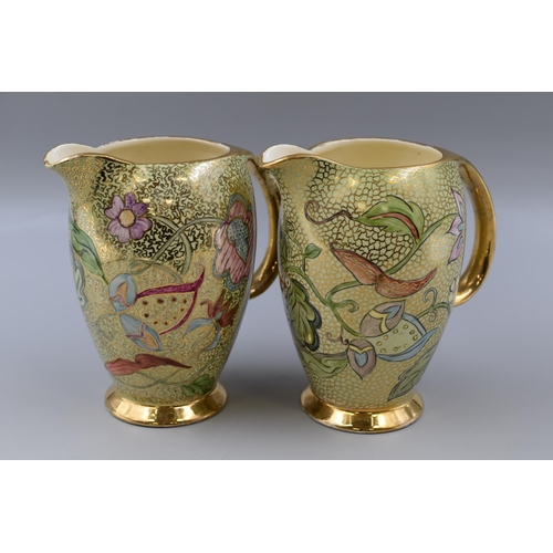 298 - Matching Pair of Vintage Burleigh Water Jugs with Hand painted Decoration marked DS Colne 1952 on Ba... 