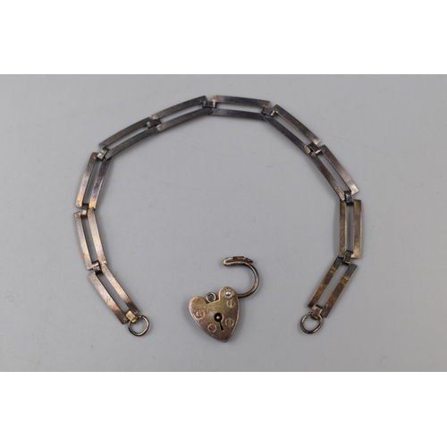 57 - Hallmarked London Silver Bracelet with Padlock Clasp