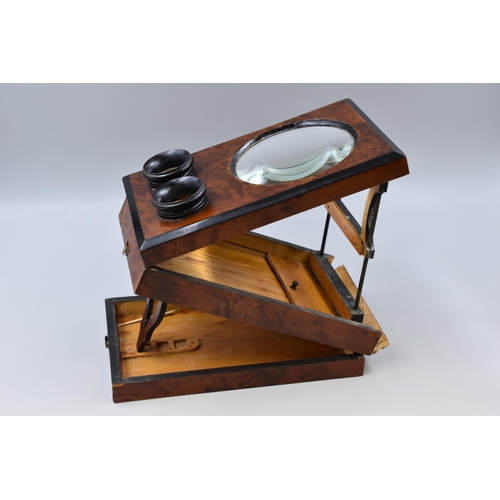 346 - A Victorian Wood Cased Folding Stereoscopic Viewer, Approx 7