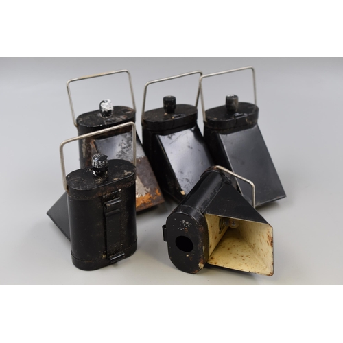 348 - Five WWII ARP Hooded Warden Lanterns