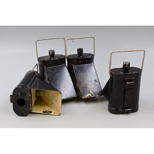 349 - Four WWII ARP Hooded Warden Lanterns.