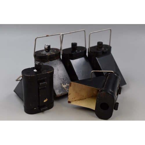 350 - Five WWII ARP Hooded Warden Lanterns