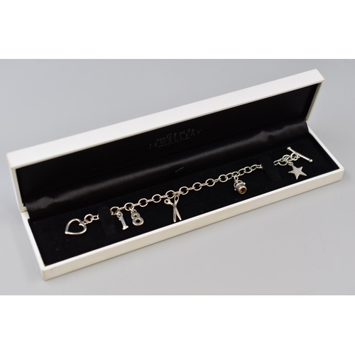 58 - Ladies Charm Bracelet Complete in Presentation Box (Some hallmarked/925)