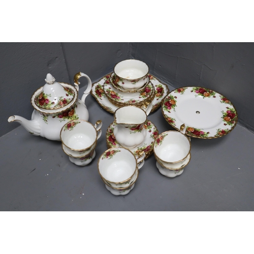 352 - 25 Royal Albert Old Country Roses tea set to include cups, sugar pot, milk jug, plates, saucers, sid... 