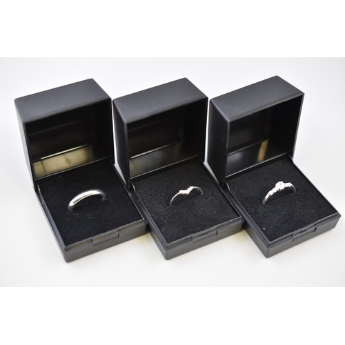 64 - Selection of Three Silver 925 Rings in Presentation Boxes