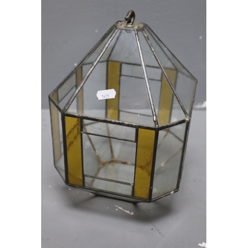 312 - Glass and lead hanging terrarium (12