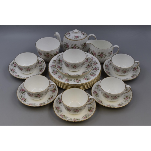 355 - Spring Bouquet Minton 1793 tea set to include 6 cups, 6 saucers, 6 plates, milk jug and tea pot