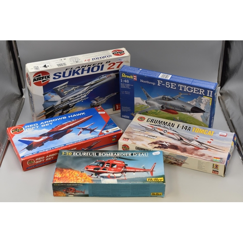 198 - Selection of Five Plastic Model Kits, Airfix, Heller and Revell to Include, Northrop F-5E Tiger II, ... 