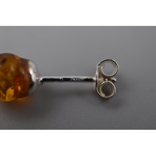 75 - Five Pairs of Silver 925 Amber Earrings