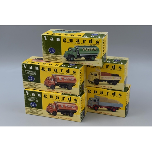 206 - 5 Vanguards diecast models to include two Bedford 'S' type Tankers, two Commer Dropsides and Leyland... 