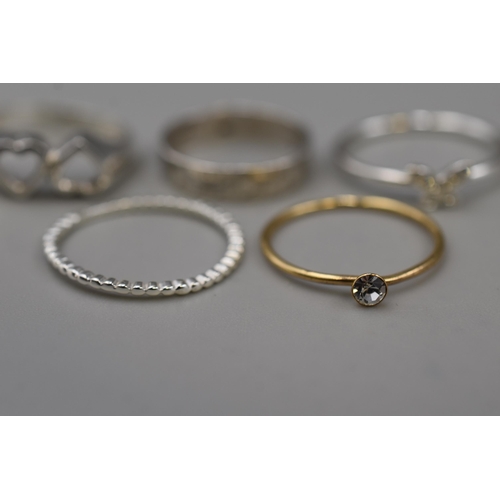 77 - Selection of Five Rings (Hallmarked or 925)