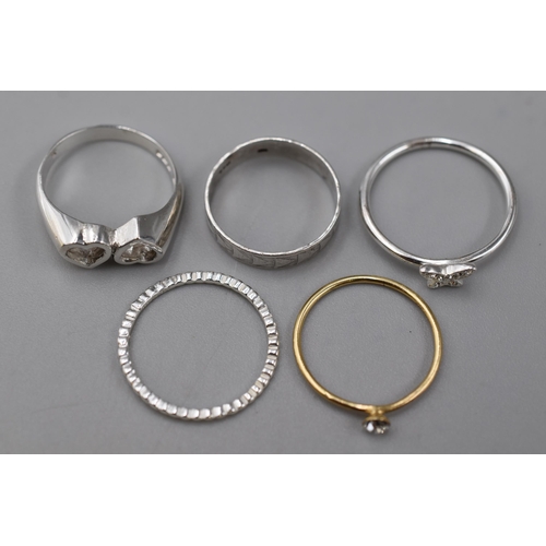 77 - Selection of Five Rings (Hallmarked or 925)