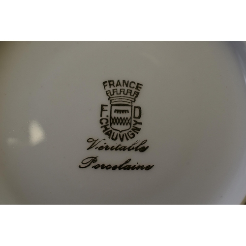 363 - Chauvigny French Fine Porcelain 27 Piece Tea Set depicting Georgian Figures