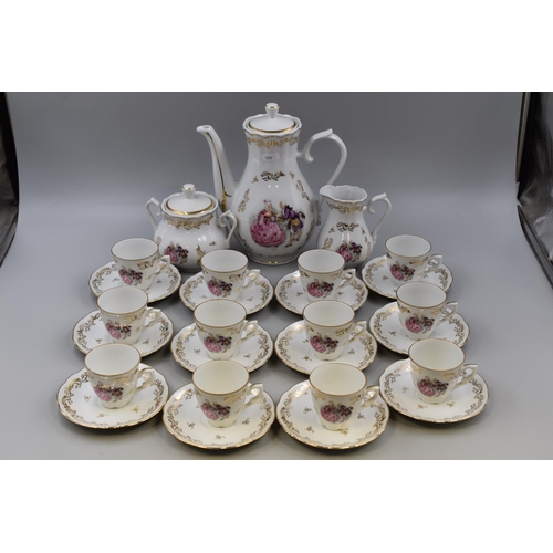 363 - Chauvigny French Fine Porcelain 27 Piece Tea Set depicting Georgian Figures