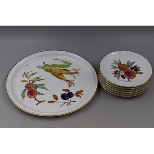 364 - Set of 6 Royal Worcester Evesham Fruit Plates with a Large Serving Platter (13