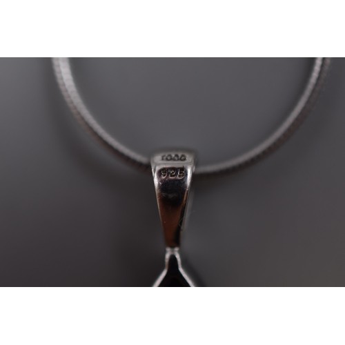 88 - Silver 925 Adjustable Length Necklace with Black Stoned Pendant