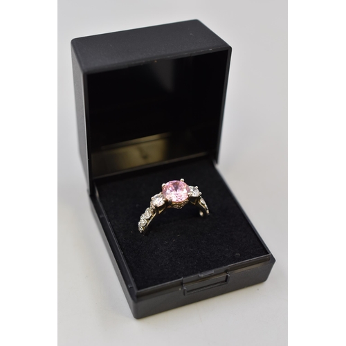 90 - Silver 925 Rose Quartz Ring Complete with Presntation Box