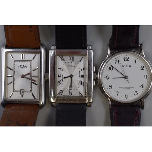 108 - Three watches to include Rotary, Citizen and Avia