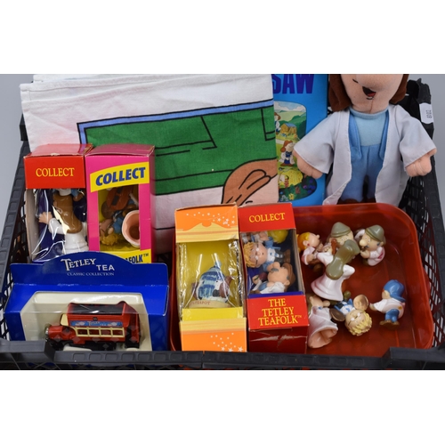 487 - Tetley Tea Collection To Include Collectible Figures, Soft Toy, Tea-Towel, Double Sided Jigsaw ( Unc... 