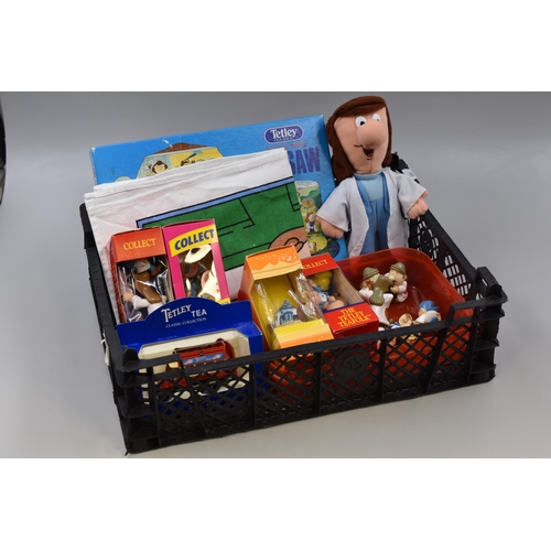 487 - Tetley Tea Collection To Include Collectible Figures, Soft Toy, Tea-Towel, Double Sided Jigsaw ( Unc... 