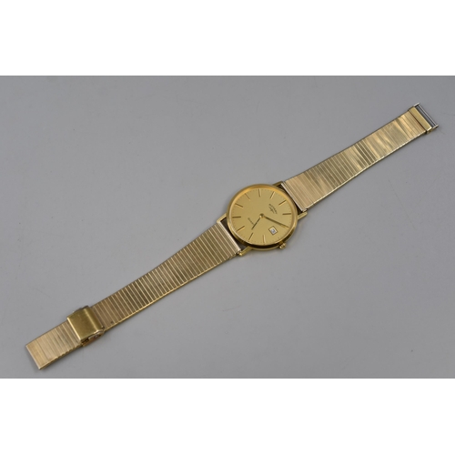 120 - A Gold Tone Rotary Gent's Quartz Day/Time Watch, Working