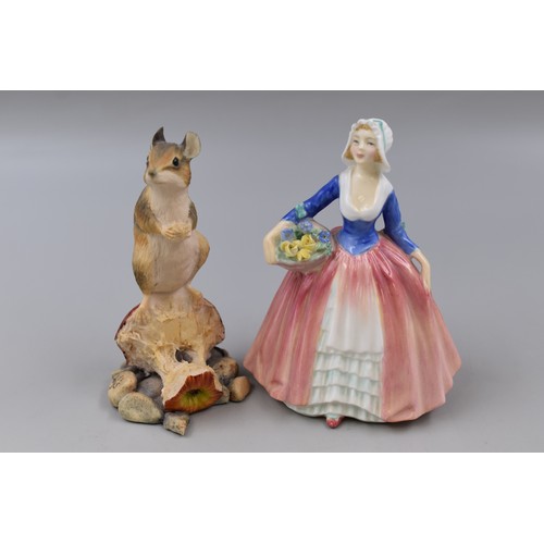 218 - Three Figurines to include Royal Doulton 'Janet' HN.1916, Ayres Kingfisher on a Branch and Mouse on ... 