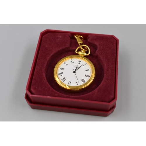 123 - Limit Gold Tone Ladies Pocket Watch with Chain and Box