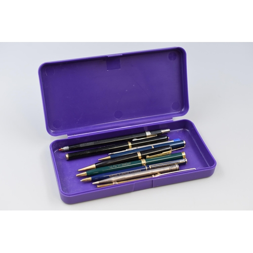 225 - Collection of Vintage pens and pencils to include Parker, Watermans, and others some with Advertisin... 