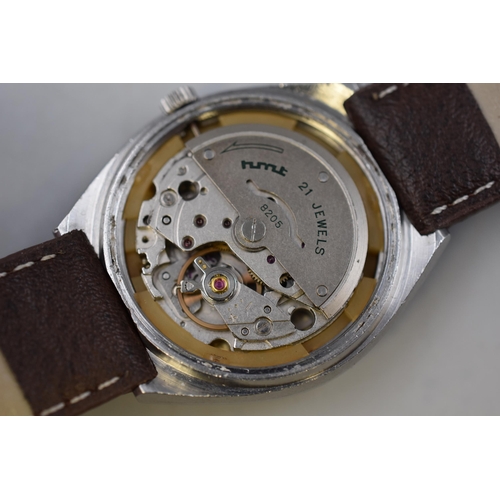 125 - A Hmt Samrat 21 Jewels Automatic Gents Watch, With Leather Strap. Working