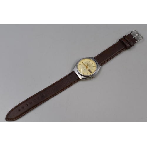 125 - A Hmt Samrat 21 Jewels Automatic Gents Watch, With Leather Strap. Working