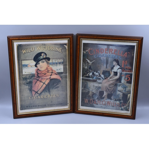 381 - Two vintage framed adverts for Wills Woodbines