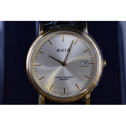 130 - An Avia Gent's Day/Time Watch, In Presentation Box, Working