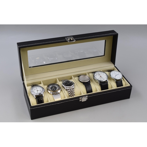 134 - Six Gents Quartz Watches (Working) in Faux Leather Presentation Box, Includes Sekonda, Adimax, Canni... 