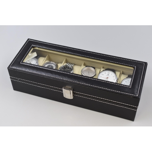 134 - Six Gents Quartz Watches (Working) in Faux Leather Presentation Box, Includes Sekonda, Adimax, Canni... 