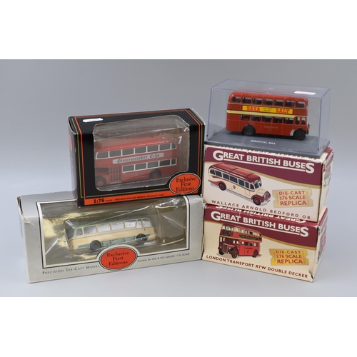 507 - Five diecast busses to include Wallace Arnold Bedford OB, Bristol K6A and more