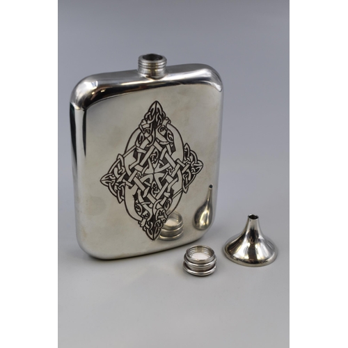 236 - Scottish Pewter Art Nouveau Style Hip Flask complete with Case