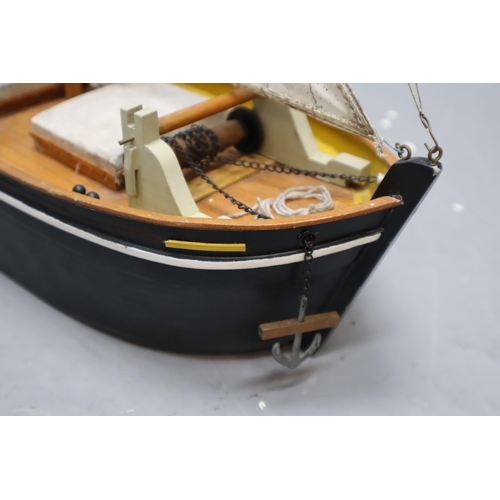 387 - Large wooden vintage ship model (24 1/2