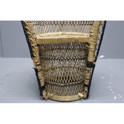 389 - Vintage mini wicker back rattan chair (24 1/2