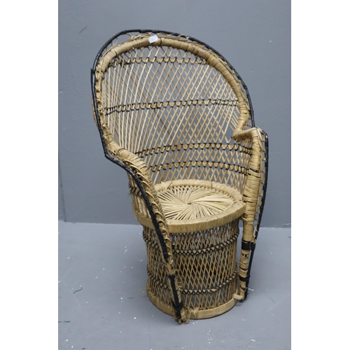 389 - Vintage mini wicker back rattan chair (24 1/2