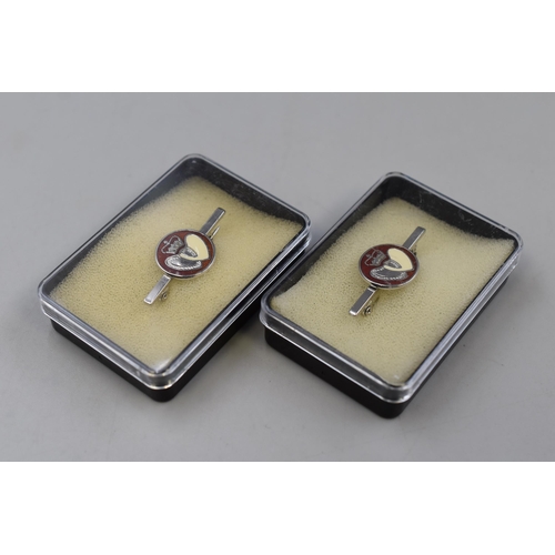 247 - Two Silver British Blood Donor Badge / Bar Pin Brooch with Boxes