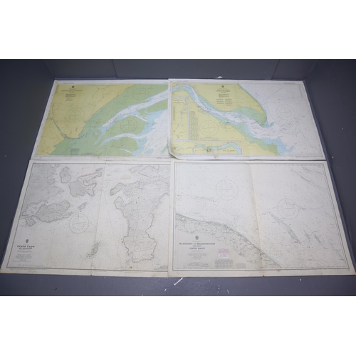 514 - A Selection of Thirteen 1970's Hydrographic Office Admiralty Naval Maps, Depicting The UK Coastline