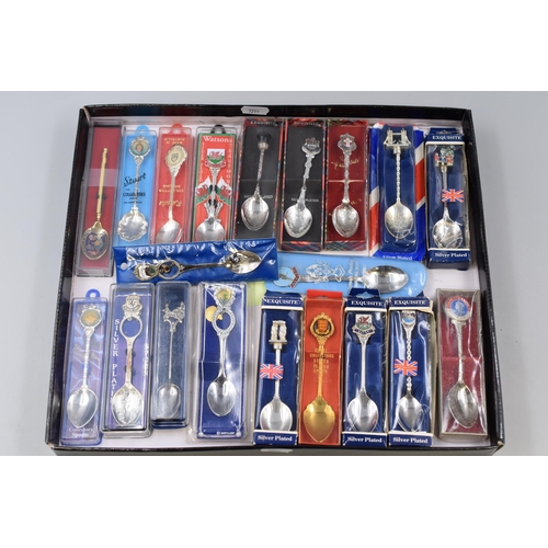 256 - Collection of Twenty Collectors Tea-Spoons Depicting Various Destinations, Mainly Silver Plated, Com... 