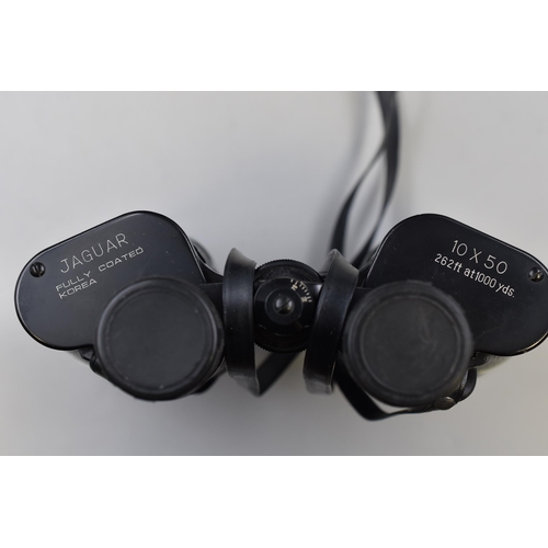 405 - Pair of Vintage Jaguar Binoculars with Fully Coated Lenses 10x50 complete with Storage Case and lens... 