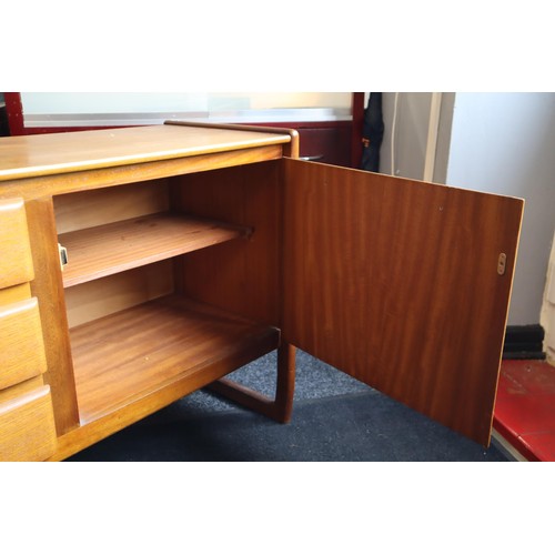 553 - Stunning Mid Century 1960's Teak Three Drawer Two Cupboard Sideboard Credenza sitting on Sled Legs i... 