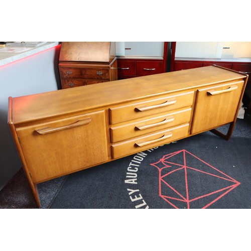 553 - Stunning Mid Century 1960's Teak Three Drawer Two Cupboard Sideboard Credenza sitting on Sled Legs i... 