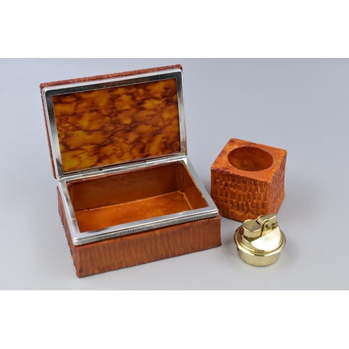 261 - 1960's Orange Alabaster Smoking Set, includes Ashtray, Lighter and Cigarette Holder