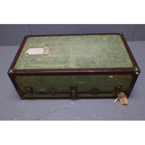 411 - Large Vintage Travel Trunk with Keys (W 17 1/2